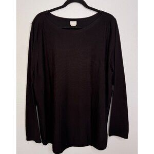 NWT Chico's Pullover Classic Long Sleeve Black Sweater SZ 3/XL Lightweight
